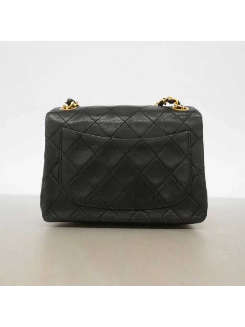 Chanel Shoulder Bag Quilted Lambskin Black Gold